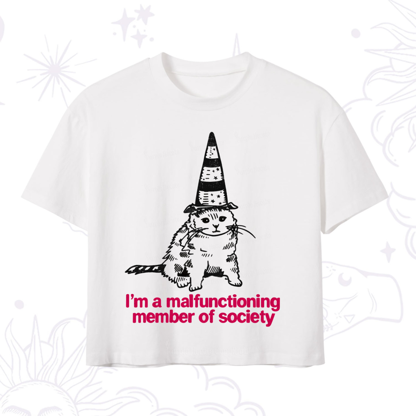Purplehecate Social Anxiety Cat Crop T-Shirt