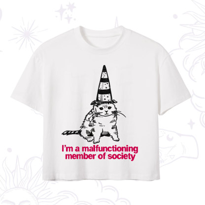 Purplehecate Social Anxiety Cat Crop T-Shirt