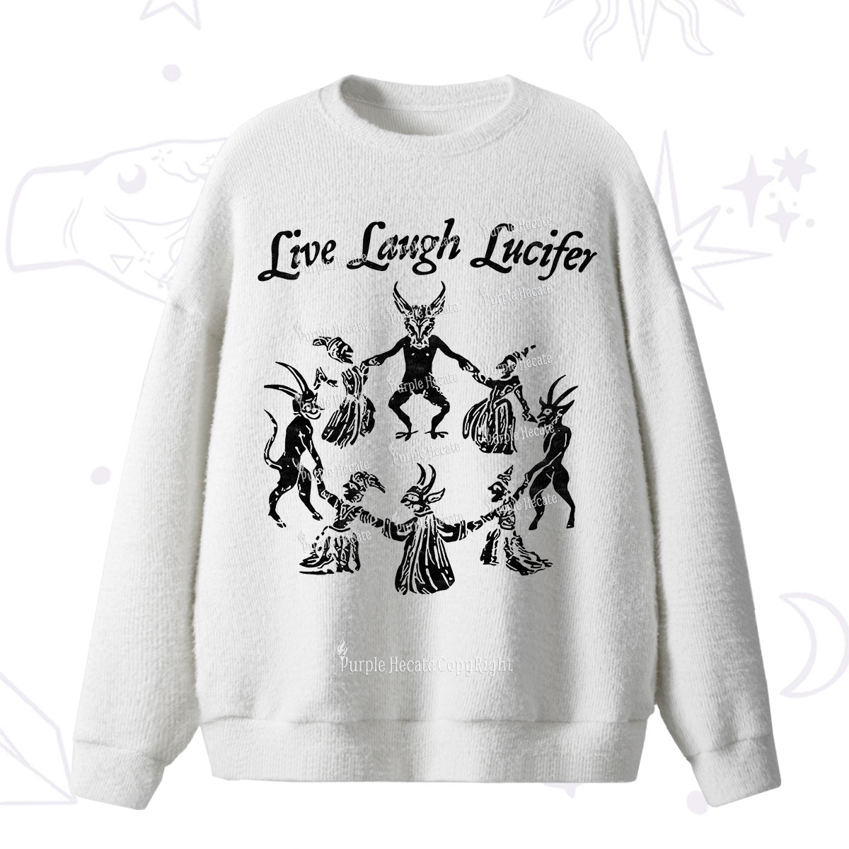 Purplehecate Live Laugh Lucifer Fuzzy Ugly Sweater