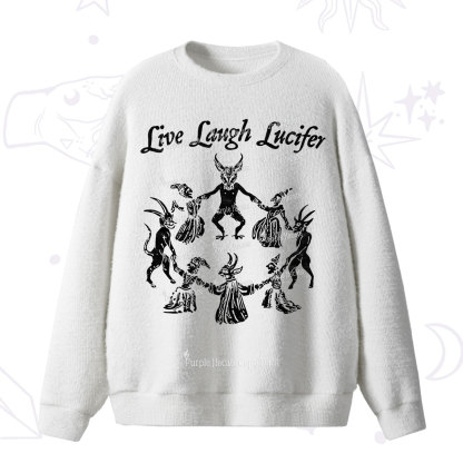 Purplehecate Live Laugh Lucifer Fuzzy Ugly Sweater