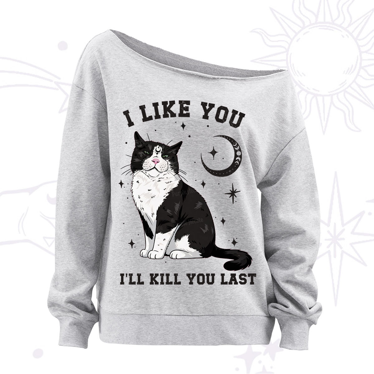 Purplehecate I Like You I'll Kill You Last Off The Shoulder Sweatshirt