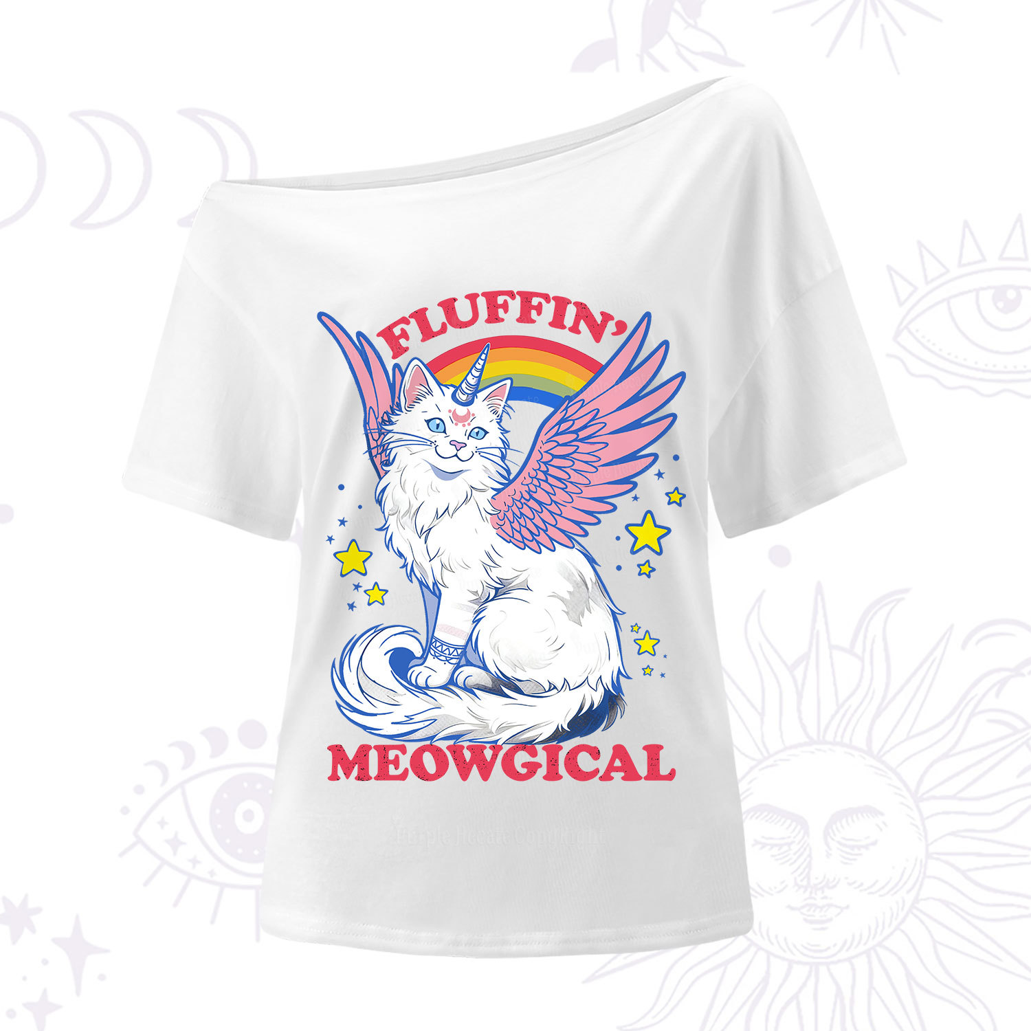 Purplehecate Fluffin Meowgical One Shoulder T-Shirt