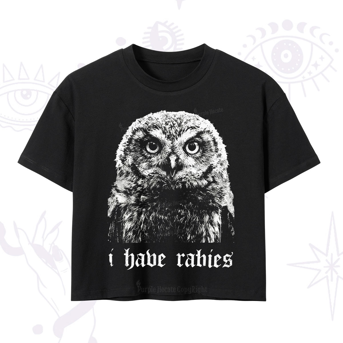 Purplehecate I Have Rabies Owl Crop T-Shirt