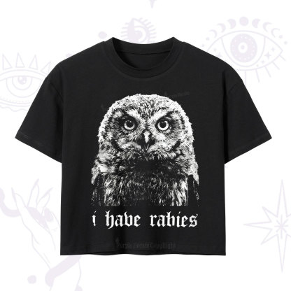 Purplehecate I Have Rabies Owl Crop T-Shirt