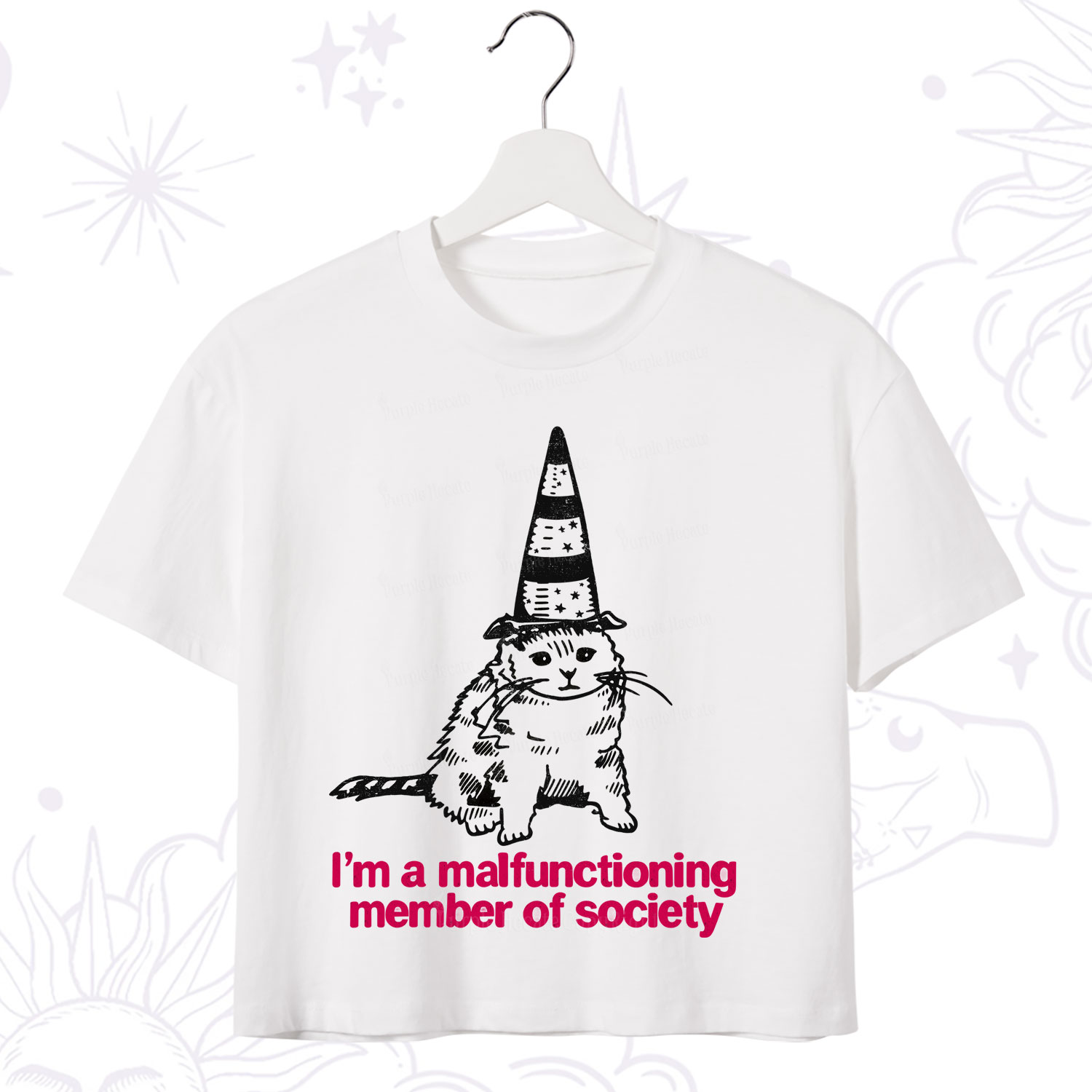Purplehecate Social Anxiety Cat Crop T-Shirt