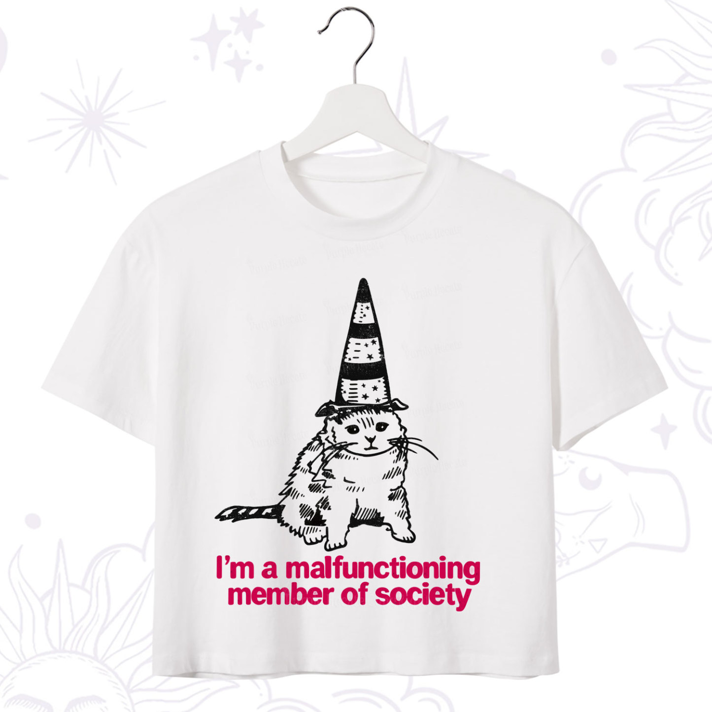 Purplehecate Social Anxiety Cat Crop T-Shirt