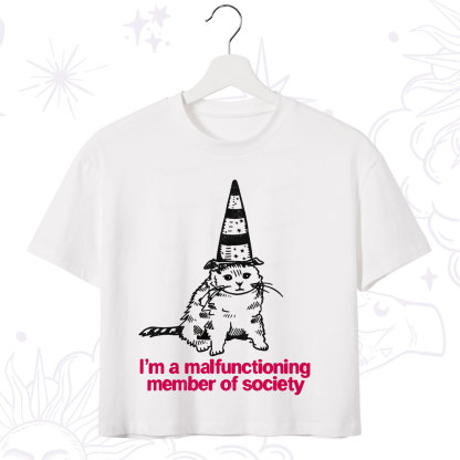 Purplehecate Social Anxiety Cat Crop T-Shirt