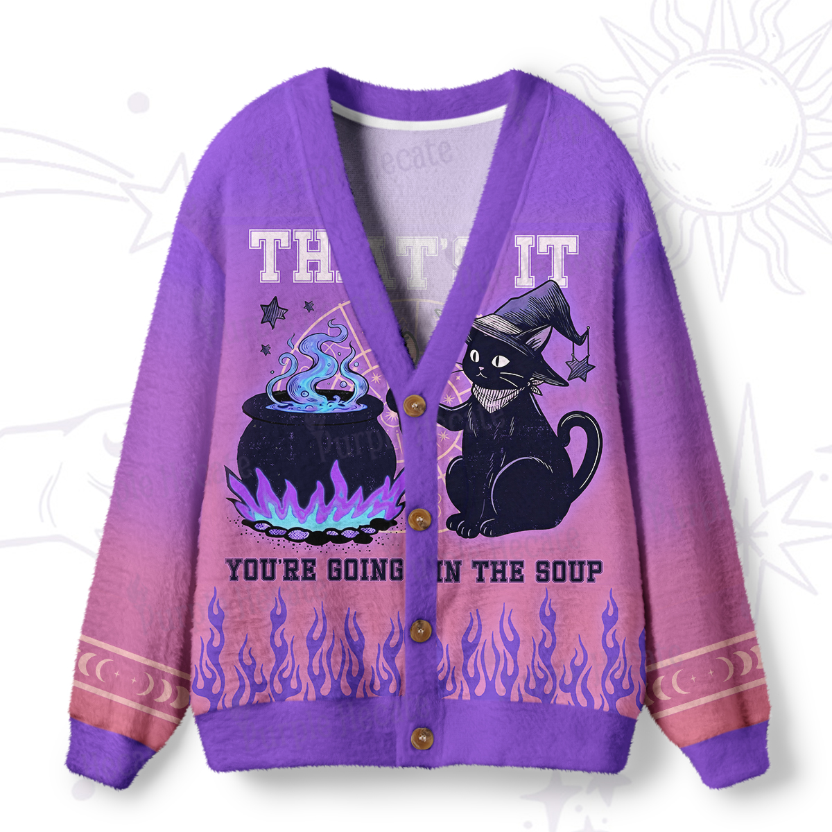 Purplehecate That's It You're Going In The Soup Ugly Cardigan Sweaters