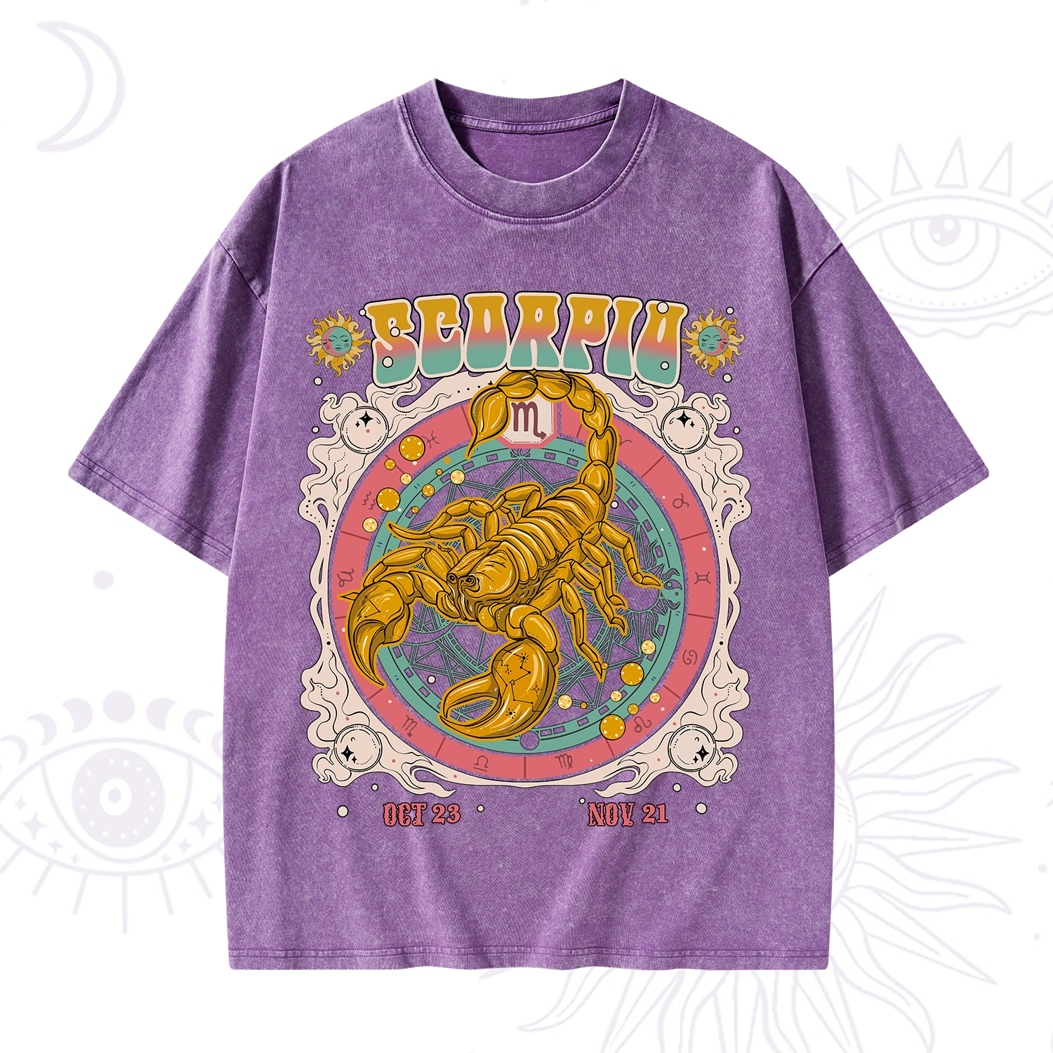 Purplehecate Scorpio Cosmic Zodiac Washed T-Shirt