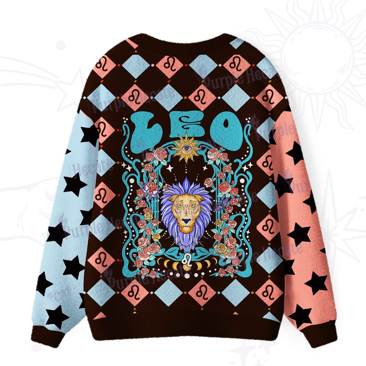 Purplehecate Leo Spirit Zodiac Ugly Cardigan Sweaters