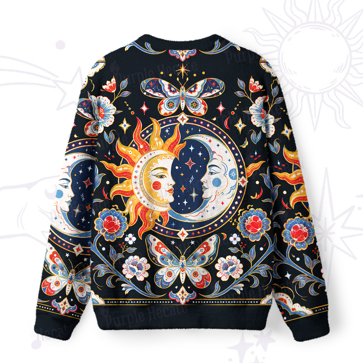 Purplehecate Kiss of Sun and Moon Fuzzy Ugly Sweatshirt