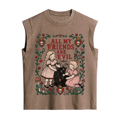 Purplehecate All My Friends Are Evil Vintage Washed Tank