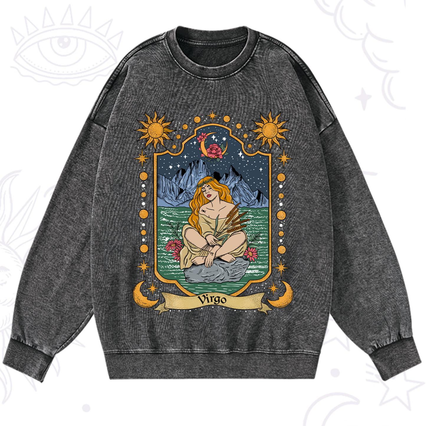 Magic Purplehecate Virgo Zodiac Washed Sweatshirt