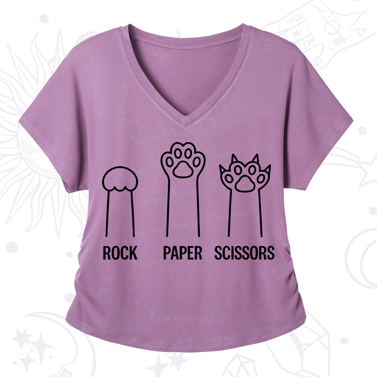 Purplehecate Rock Paper Scissors Cat Paw Edition V-Neck T-Shirt