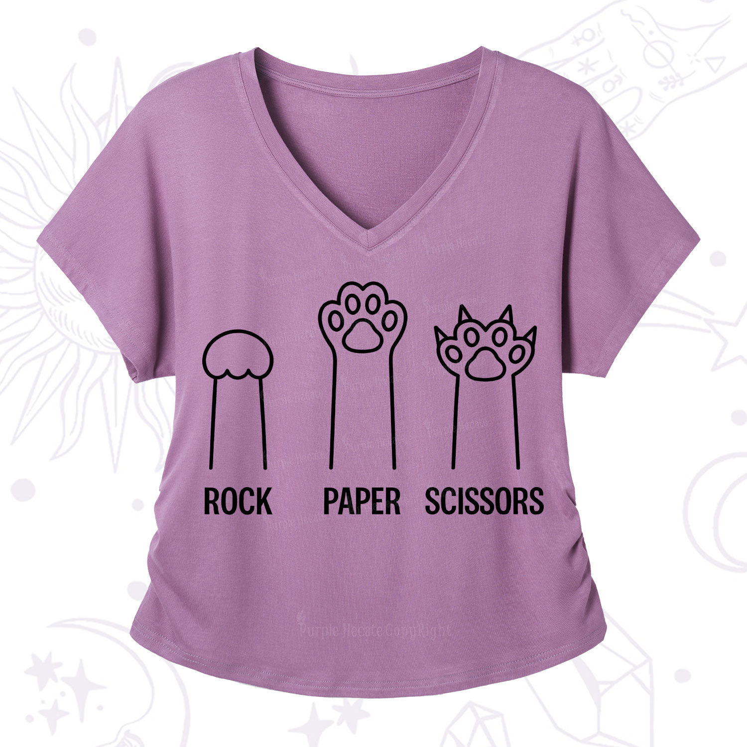 Purplehecate Rock Paper Scissors Cat Paw Edition V-Neck T-Shirt