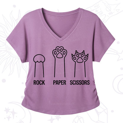 Purplehecate Rock Paper Scissors Cat Paw Edition V-Neck T-Shirt