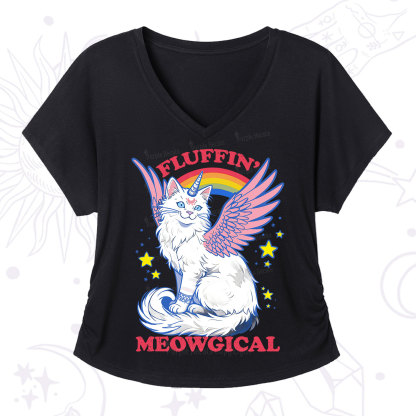 Purplehecate Fluffin Meowgical V-Neck T-Shirt