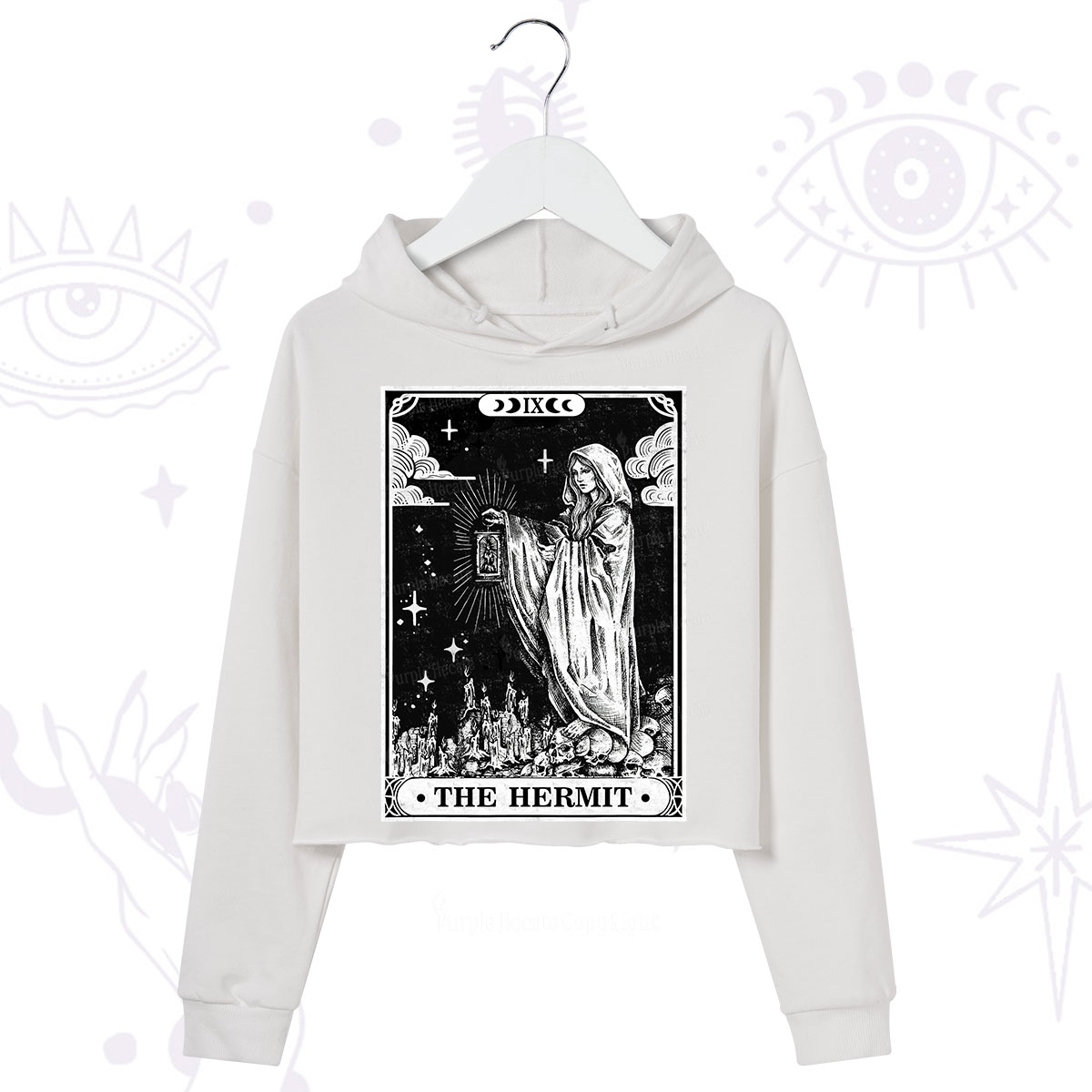 Purplehecate The Hermit Goddess Tarot Card Crop Hoodie