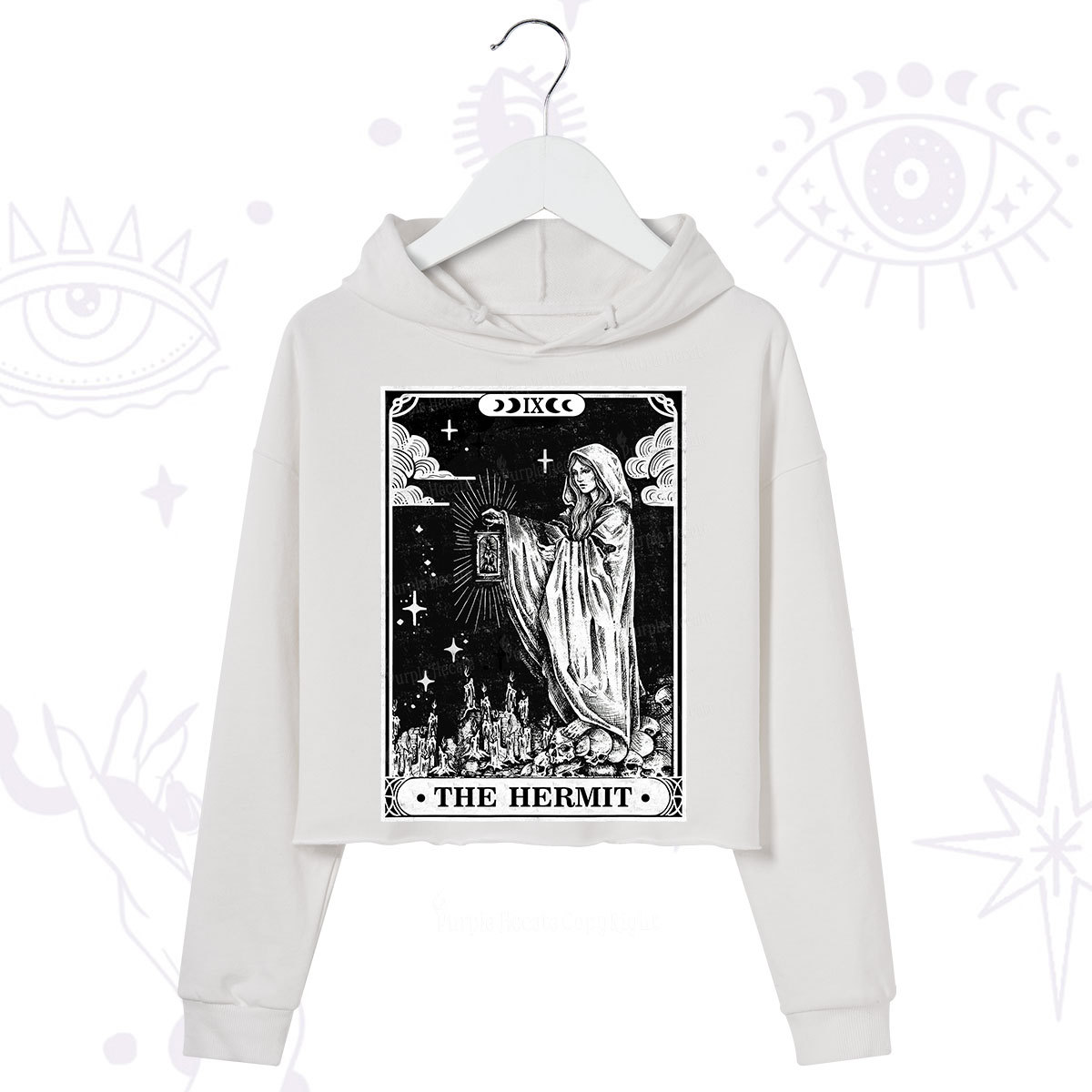 Purplehecate The Hermit Goddess Tarot Card Crop Hoodie