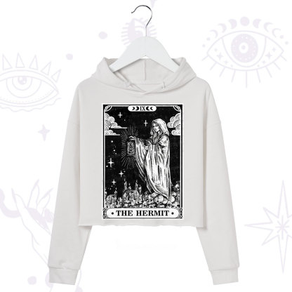 Purplehecate The Hermit Goddess Tarot Card Crop Hoodie