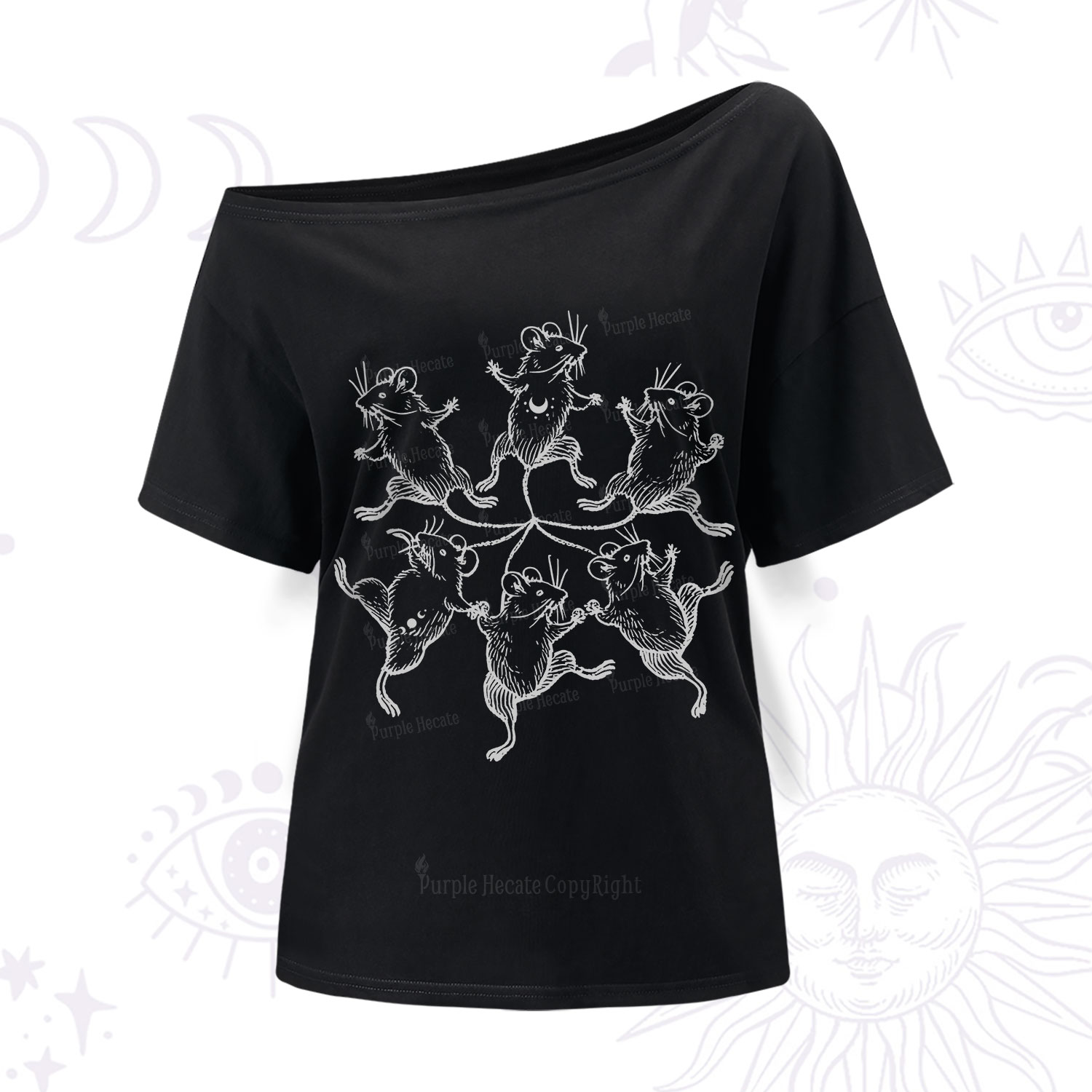Purplehecate The Midnight Mouse Dance One Shoulder T-Shirt