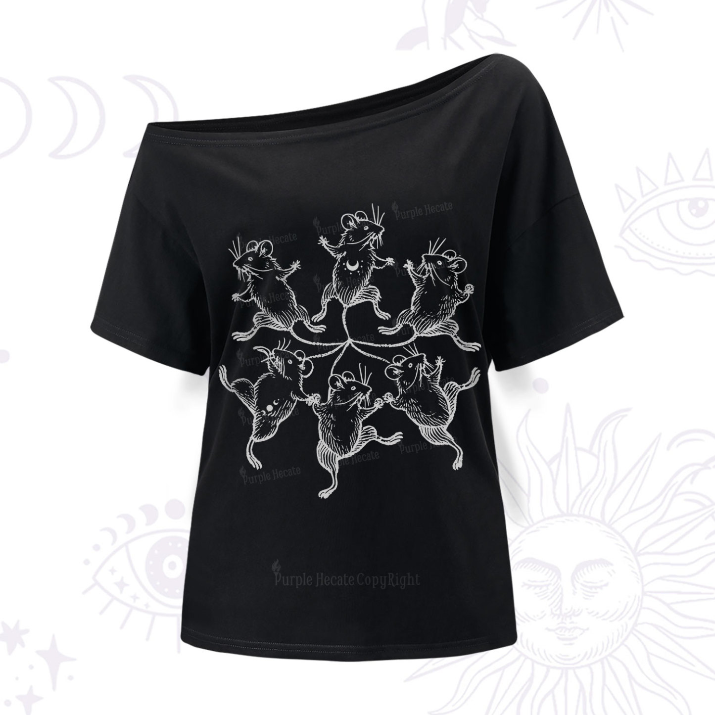 Purplehecate The Midnight Mouse Dance One Shoulder T-Shir