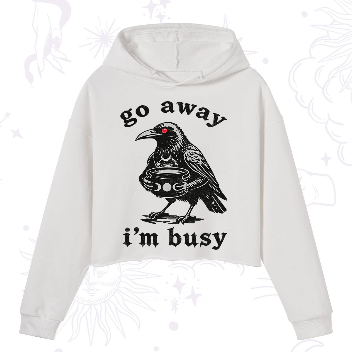 Purplehecate Go Away I'm Busy Crop Hoodie