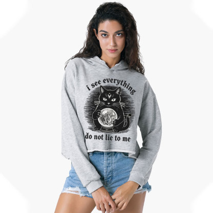 Purplehecate All Seeing Cat Crop Hoodie