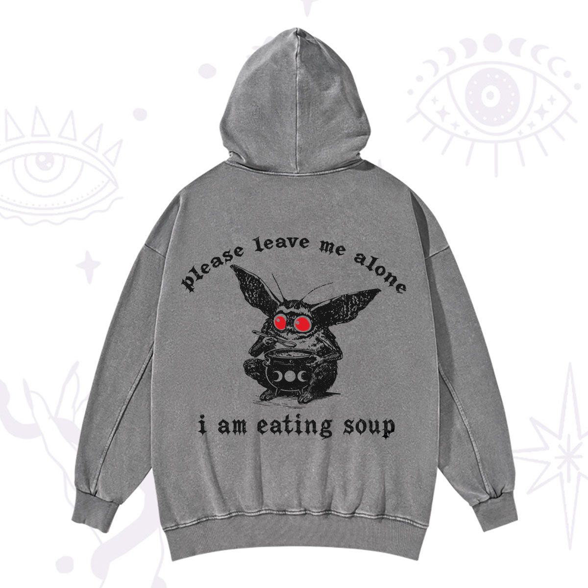 Purplehecate Mothman Eating Soup Washed Hoodie