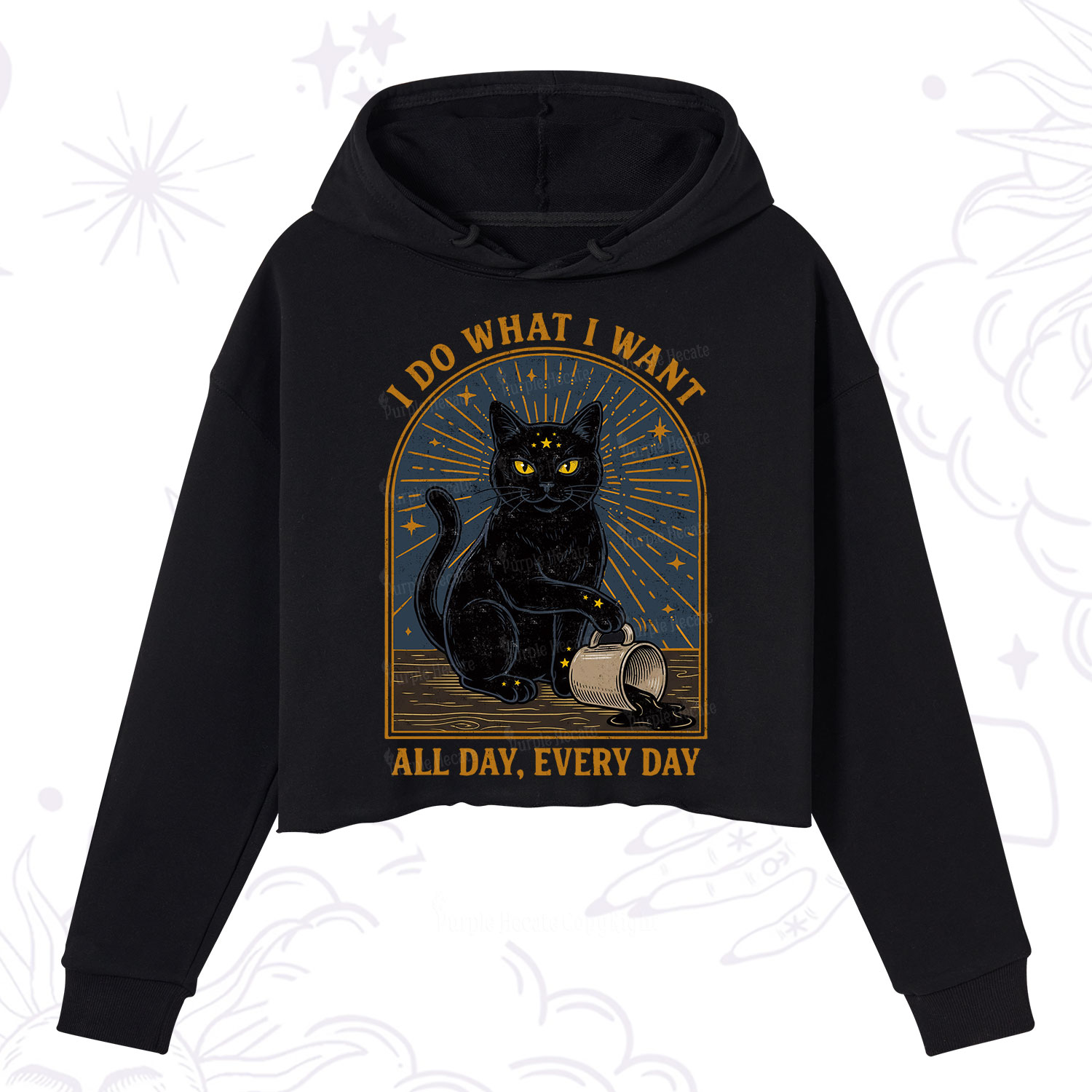 Purplehecate I Do What I What All Day Crop Hoodie