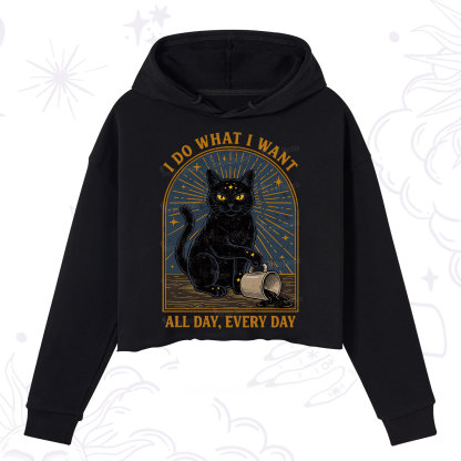 Purplehecate I Do What I What All Day Crop Hoodie
