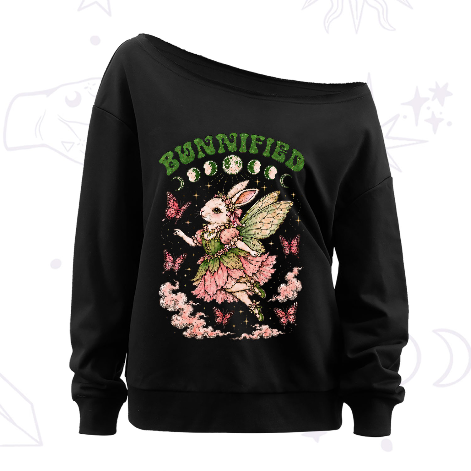 Purplehecate Bunnified Fairy Bunny Off The Shoulder Sweatshirt