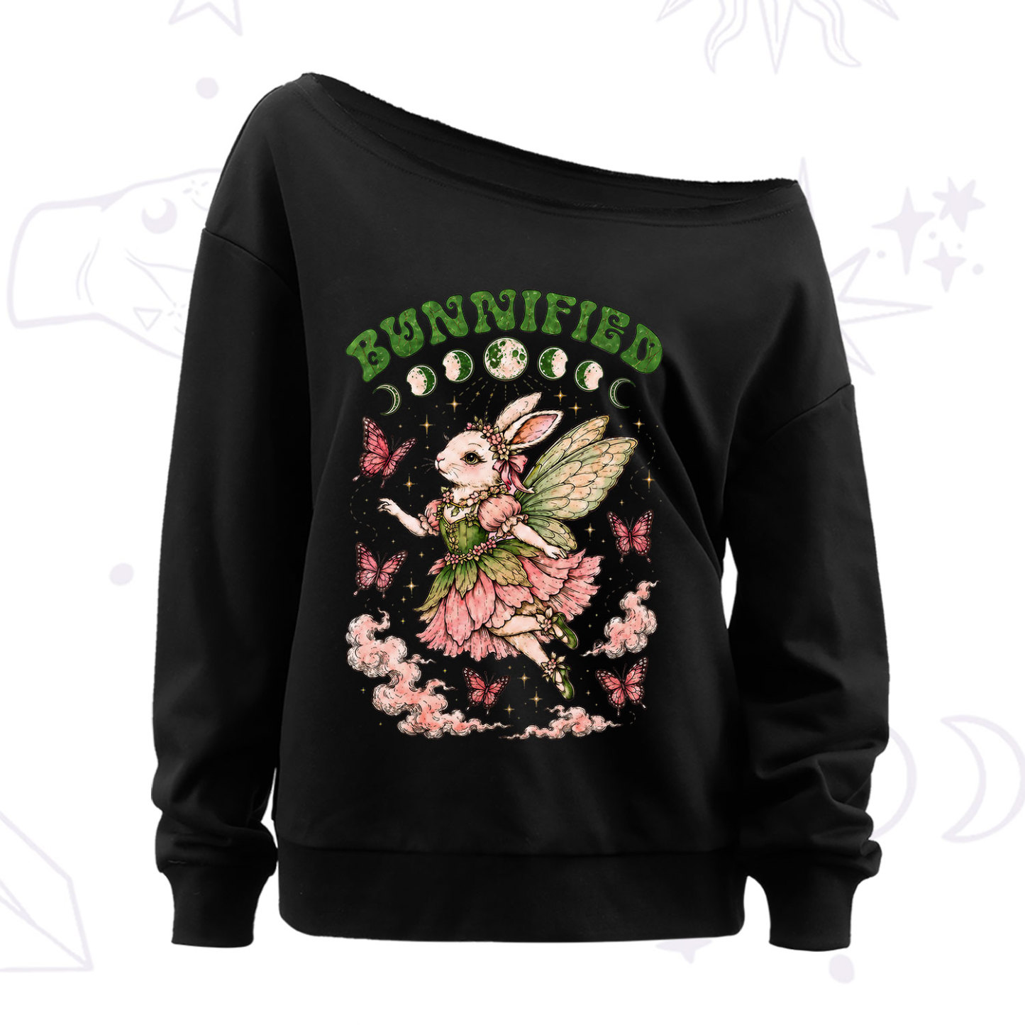 Purplehecate Bunnified Fairy Bunny Off The Shoulder Sweatshirt