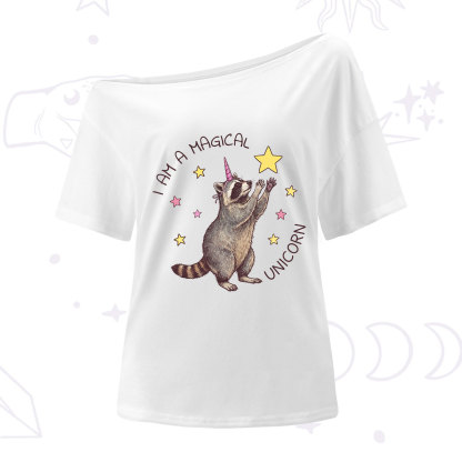 Purplehecate I Am A Magical Unicorn Raccoon One Shoulder T-Shirt