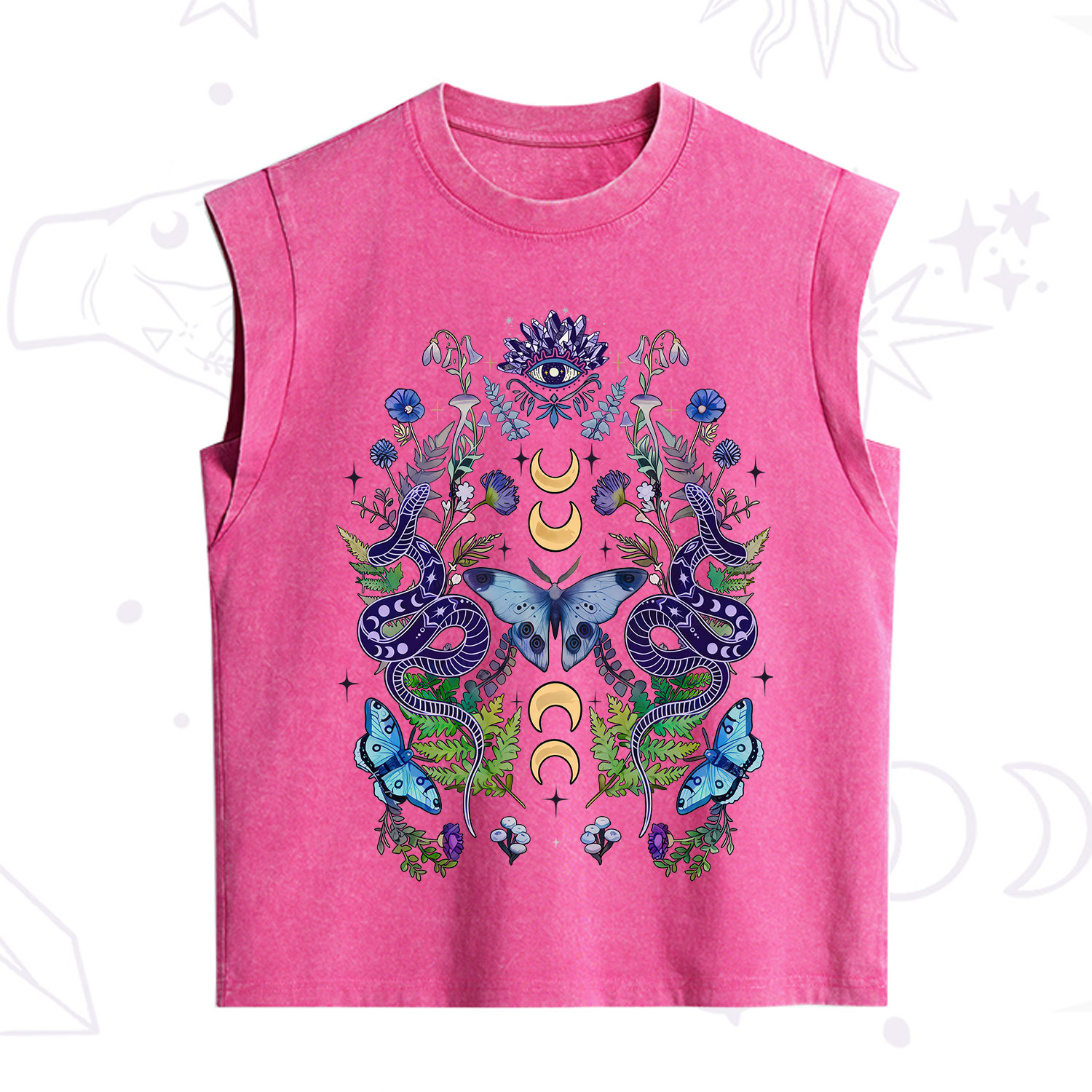 Purplehecate Moon Moth Witchery Vintage Washed Tank