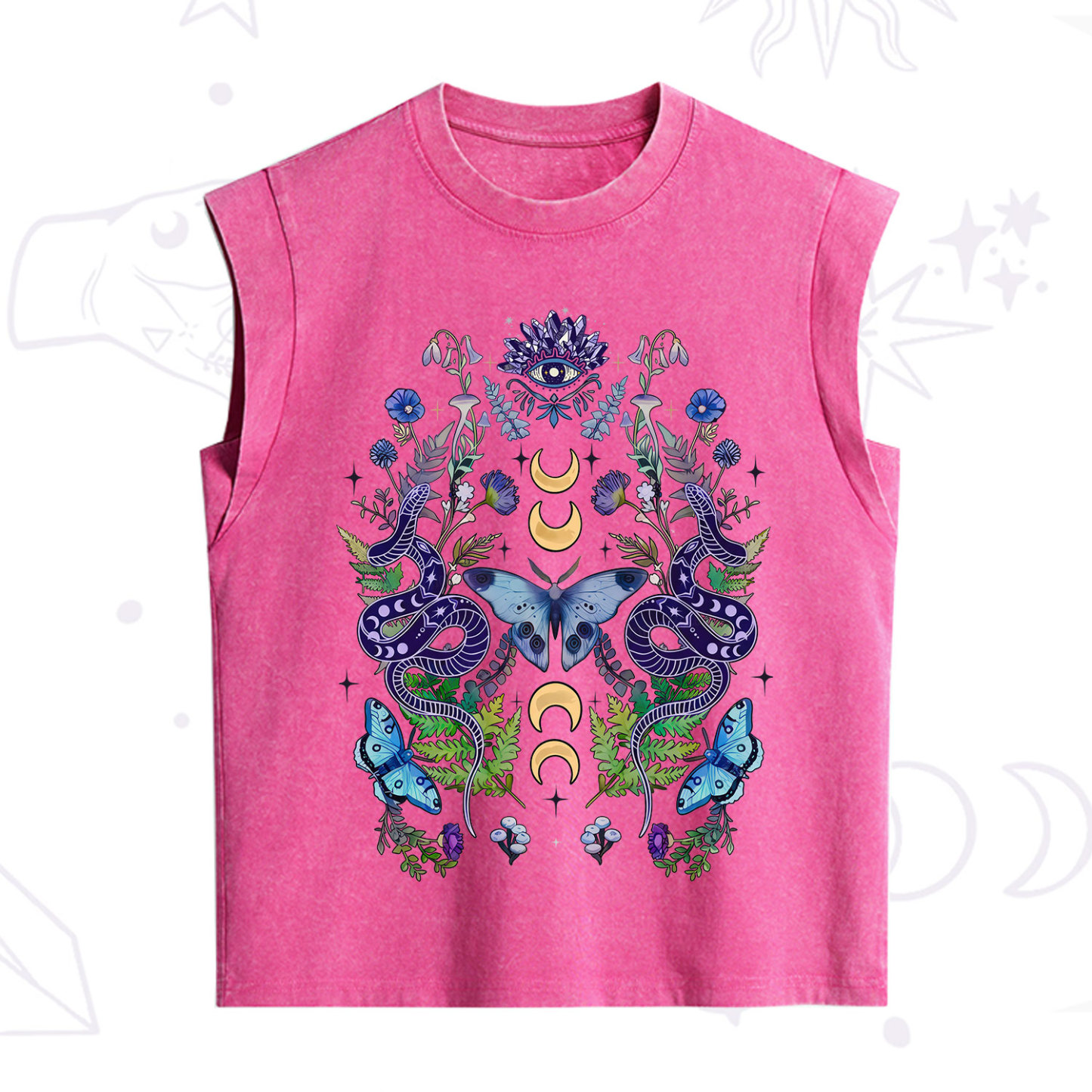 Purplehecate Moon Moth Witchery Vintage Washed Tank