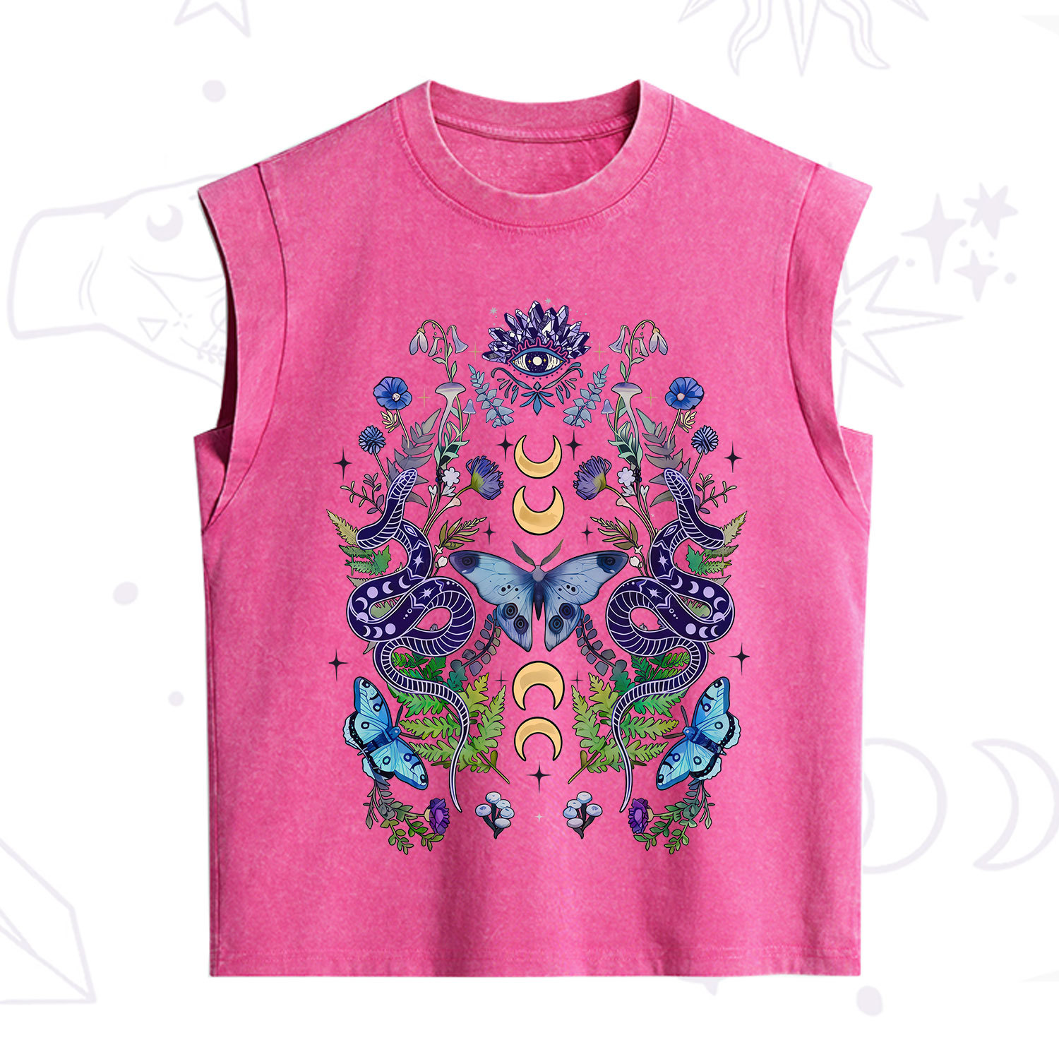Purplehecate Moon Moth Witchery Vintage Washed Tank