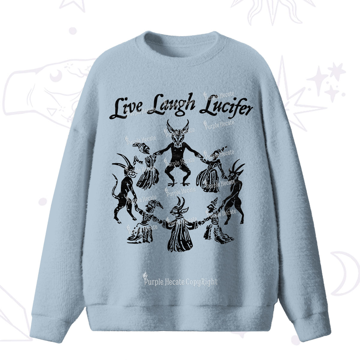 Purplehecate Live Laugh Lucifer Fuzzy Ugly Sweater
