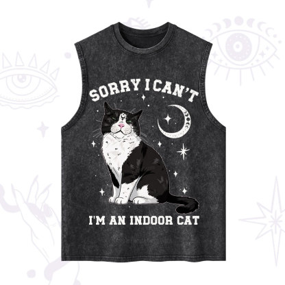 Purplehecate Sorry I Can't Go I'm an Indoor Cat Washed Tank