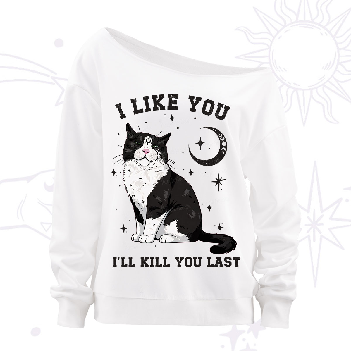 Purplehecate I Like You I'll Kill You Last Off The Shoulder Sweatshirt