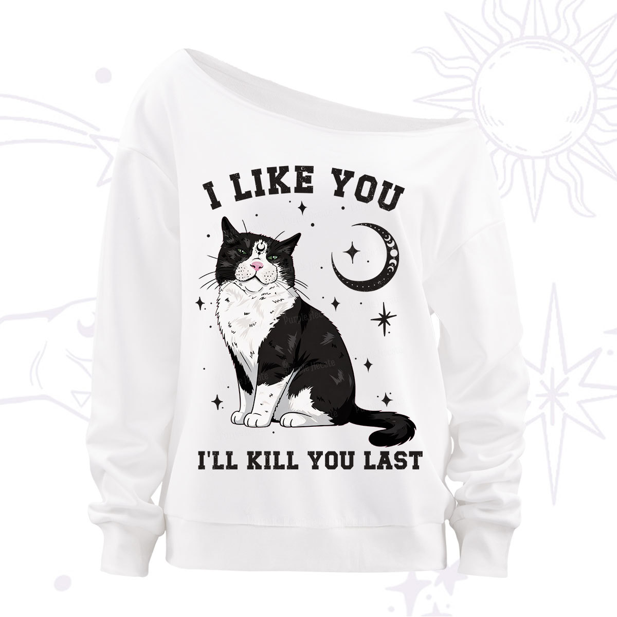 Purplehecate I Like You I'll Kill You Last Off The Shoulder Sweatshirt