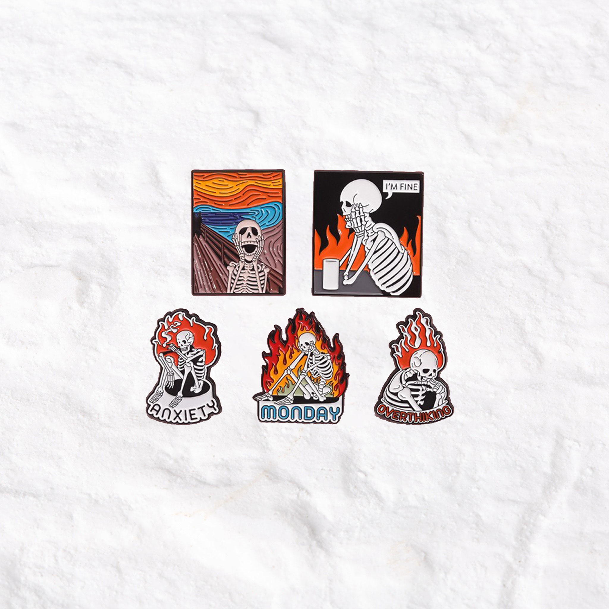 Purplehecate Skeleton Anxiety Pin