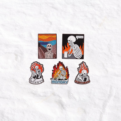 Purplehecate Rock Skeleton Hand Enamel Pin