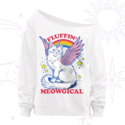 Purplehecate Fluffin Meowgical Off The Shoulder Sweatshirt