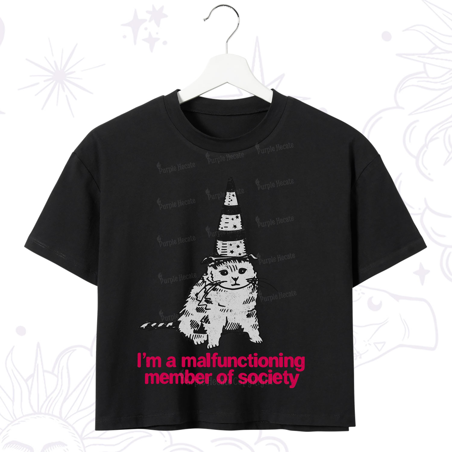 Purplehecate Social Anxiety Cat Crop T-Shirt