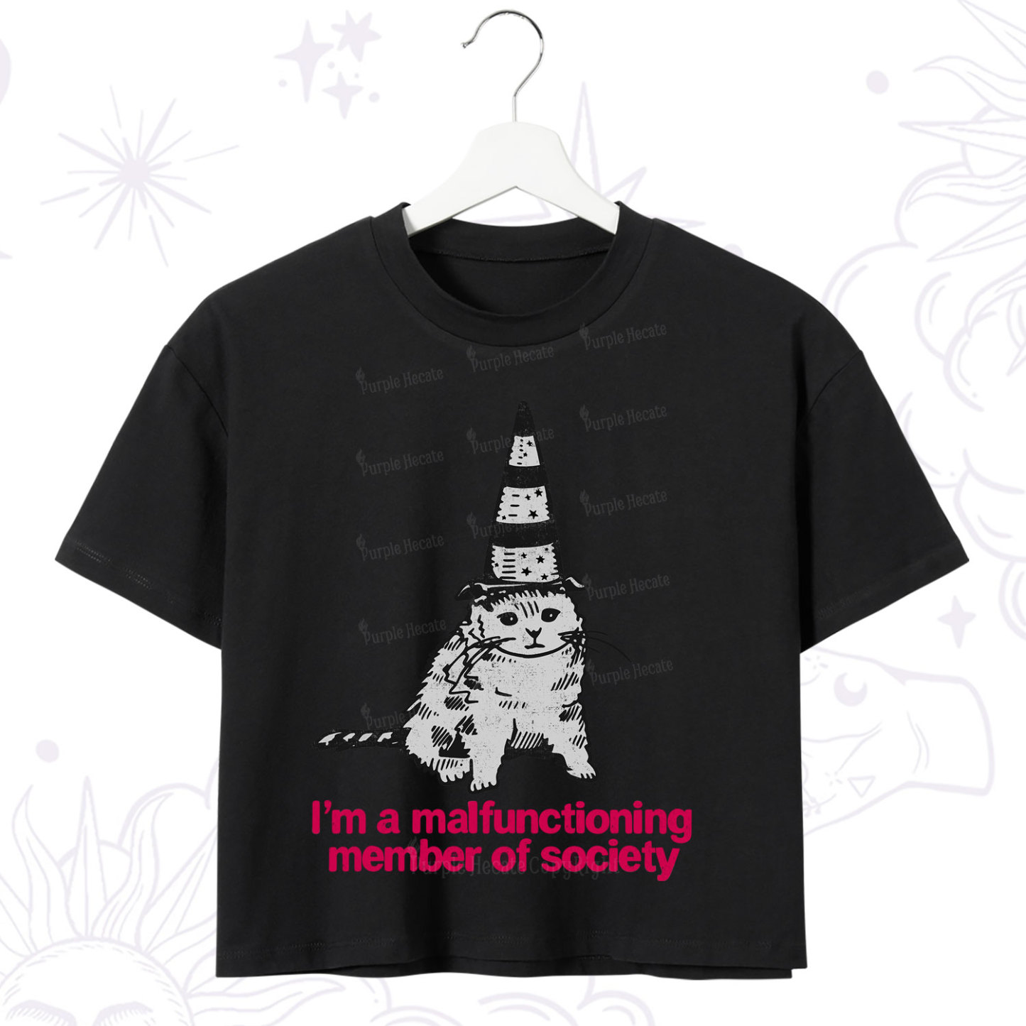 Purplehecate Social Anxiety Cat Crop T-Shirt