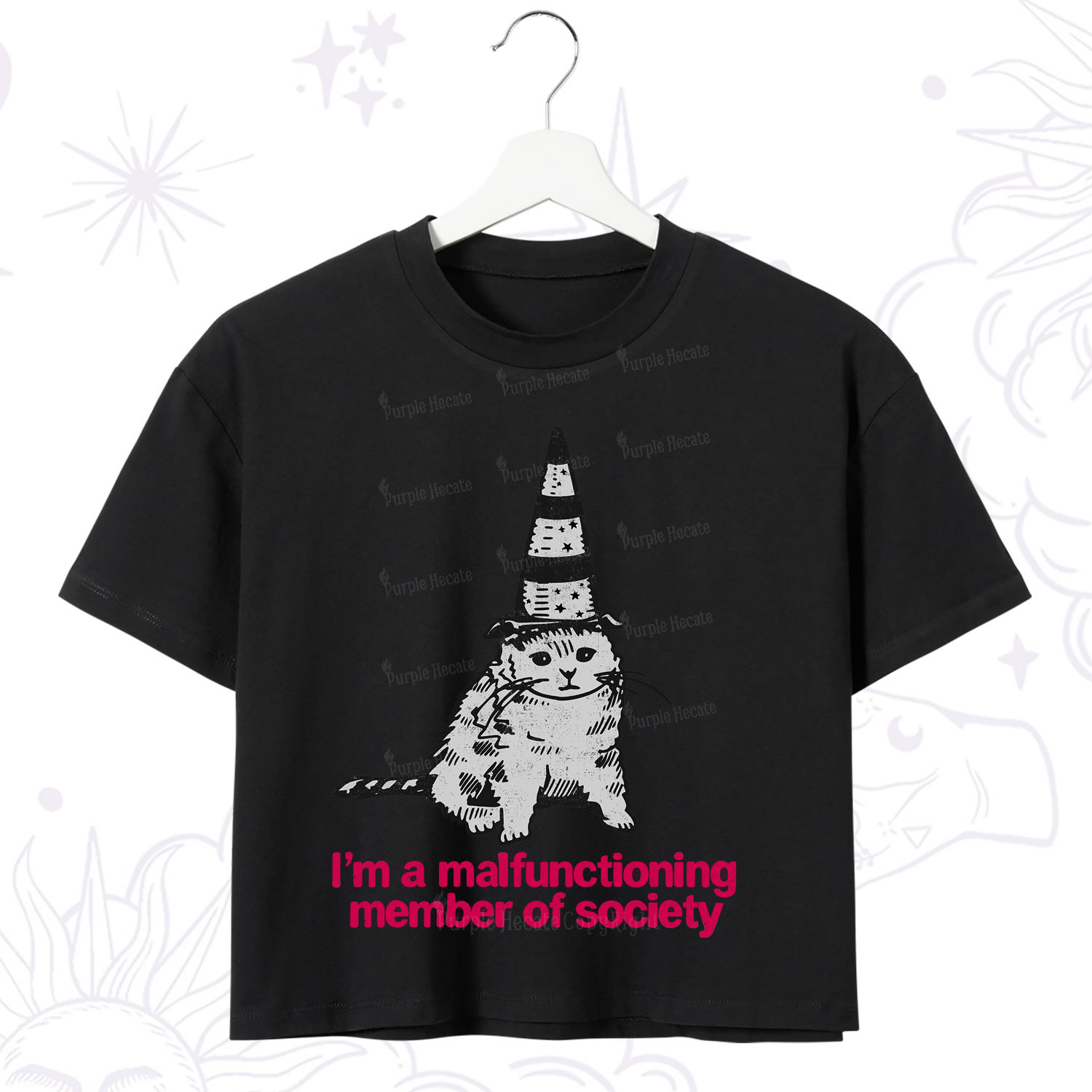 Purplehecate Social Anxiety Cat Crop T-Shirt