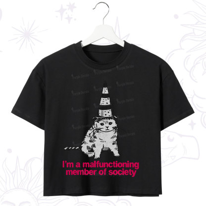 Purplehecate Social Anxiety Cat Crop T-Shirt