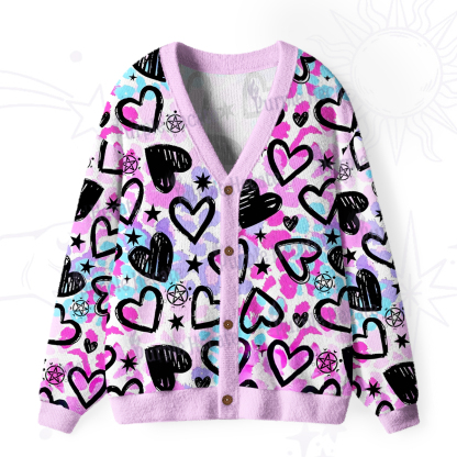 Purplehecate Heartful Magic Ugly Cardigan Sweaters