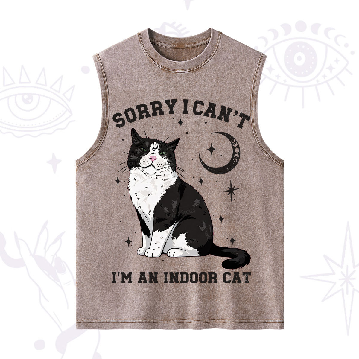 Purplehecate Sorry I Can't Go I'm an Indoor Cat Washed Tank